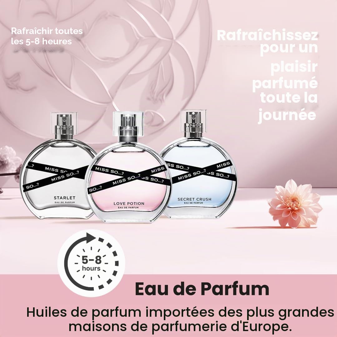 Coffret-cadeau de parfum pour femme Miss SO... Coffret de parfums féminins haut gamme, Starlet, Love Potion, Sugar Rush Eau De Parfum, parfums voyage pour filles (3 x 30ml)