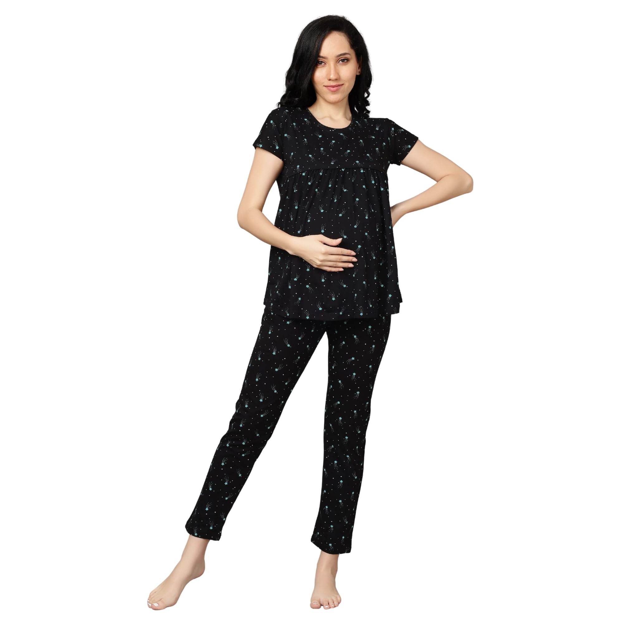 Women's Maternity & Feeding Night Suit/Co-ord Set-image-47