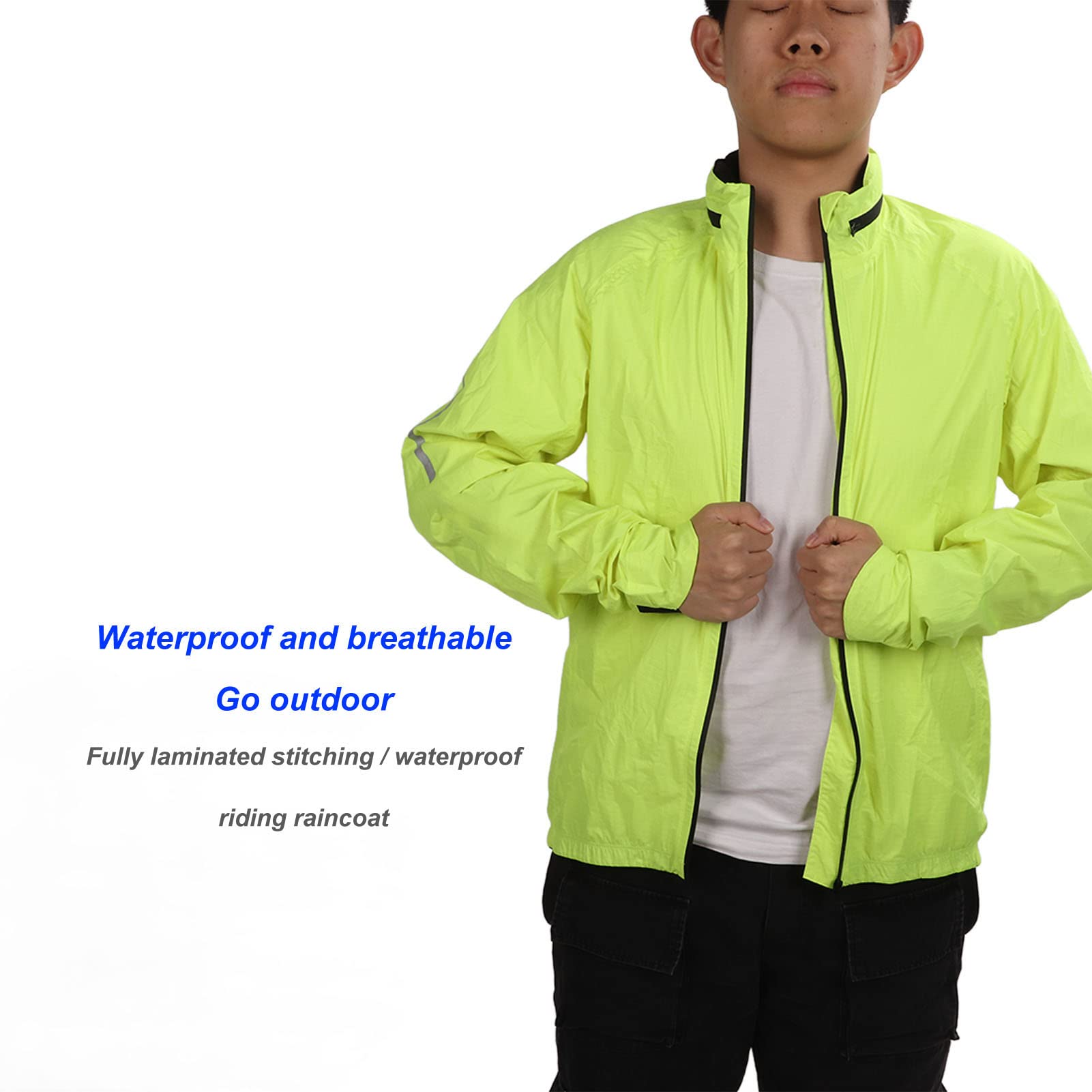 Dilwe Chubasquero, Chubasquero Ligero para Ciclismo, Impermeable y Transpirable, Amarillo Fluorescente para Hombres y Mujeres que Viajan Al Trabajo (XXXL)