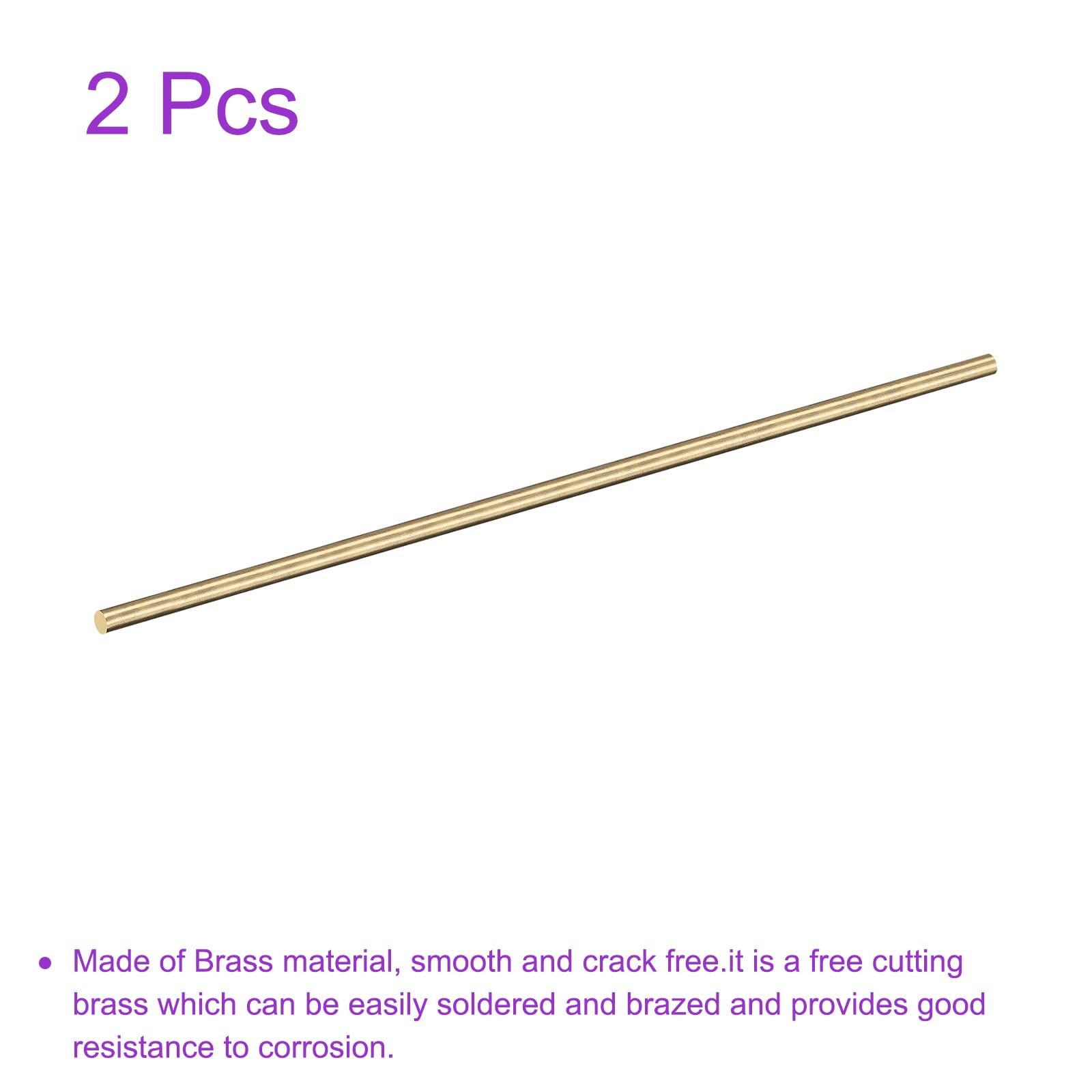 Pręt Okrągły z Mosiądzu Litego 3mm x 300mm, 2 sztuki, do Toczenia i Rzemiosła