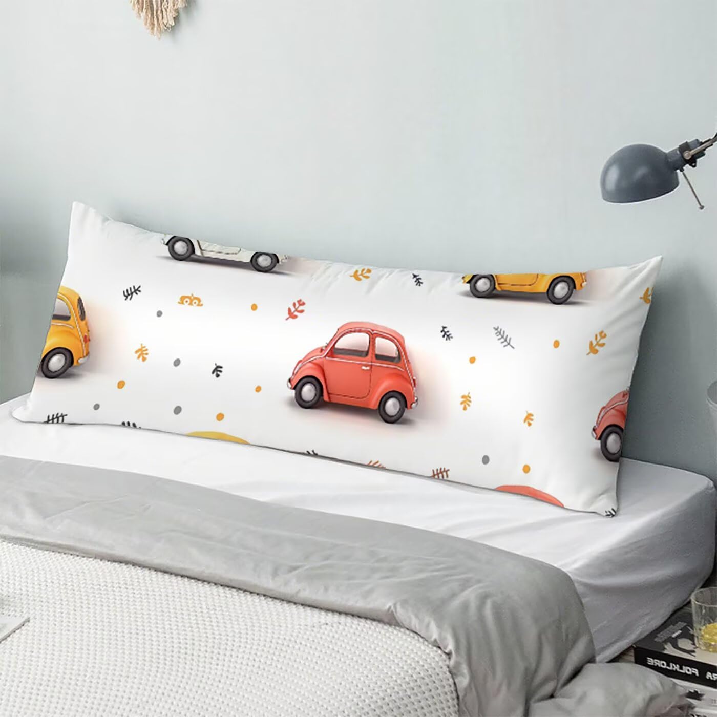 Blanco Fundas Almohada 60x180 cm, Funda de Almohada Auto Cojines Cama, Suave Terciopelo Fundas Cojins Doble Cara con Cremallera Invisible, Funda de Cojín Decoración del Hogar para Sofá Cama B-2426