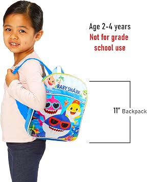 Baby Shark Mini Backpack for Boys & Girls Bundle - 11 w Adjustable Straps