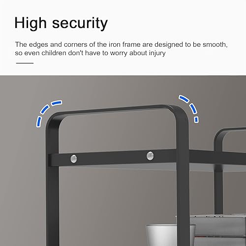 Miniatura 6 de Moderno estante de almacenamiento de metal y madera de 2 niveles, estantería multiusos y organizador para el hogar y la oficina, fácil montaje,