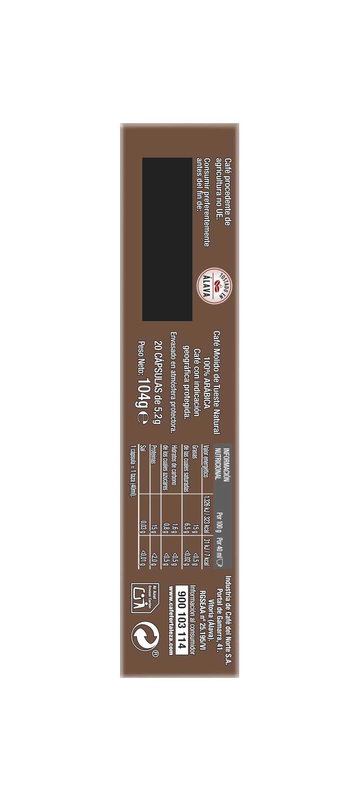 Café Fortaleza Platinium, Cápsulas Compatibles con Nespresso, de Aluminio, Café de Colombia, Puro Sabor, 100% Arábica, Tueste Natural, Pack 8x20 - Total 160 uds