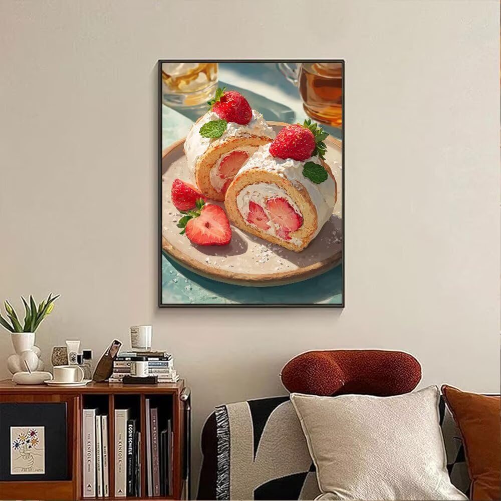 Truskawki Żywności Diamentowe Malowanie Dorosłych Zestawów, 5D Wiertło Okrągłe Diamenty Malarstwo Dzieci Malarstwo, Diamant Art Haft Cross Stitch Obrazy, Mozaika Sztuka Do Dekoracji Ściany 90x120cm