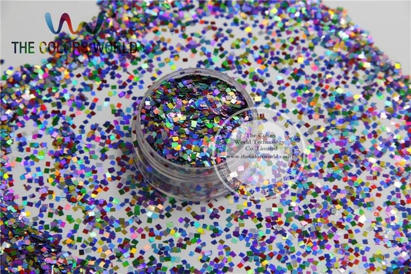QL2-80 2mm Size Mix Laser Holographic Color Glitter Square Shape Glitter for Nail Art and DIY supplies1pack=50g