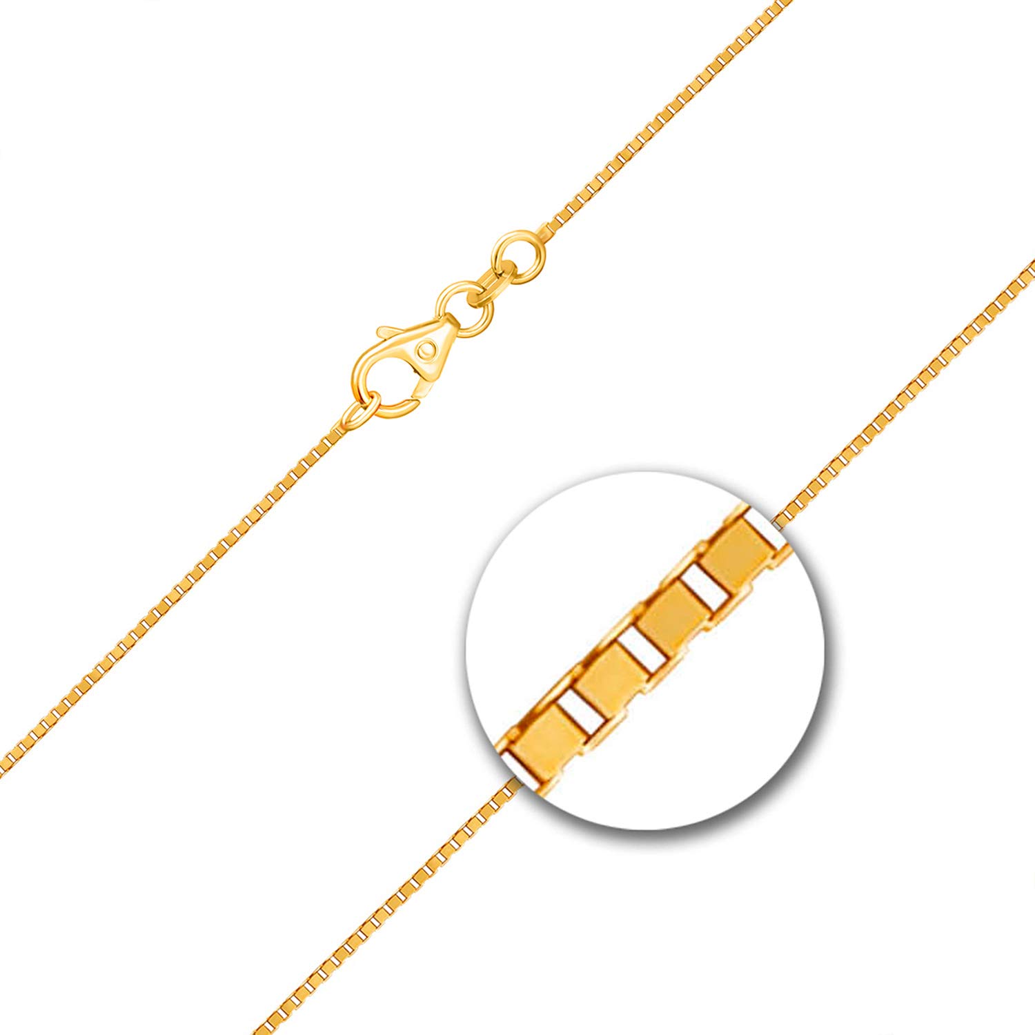 EDELIND 14K Cadena Caja/Cadena Veneciana Fina 0.8 mm I Oro Amarillo 585 I Collar Cadena Unisex de Oro Macizo para Mujer Hombre de 36 a 60 cm I Caja de Regalo de joyería