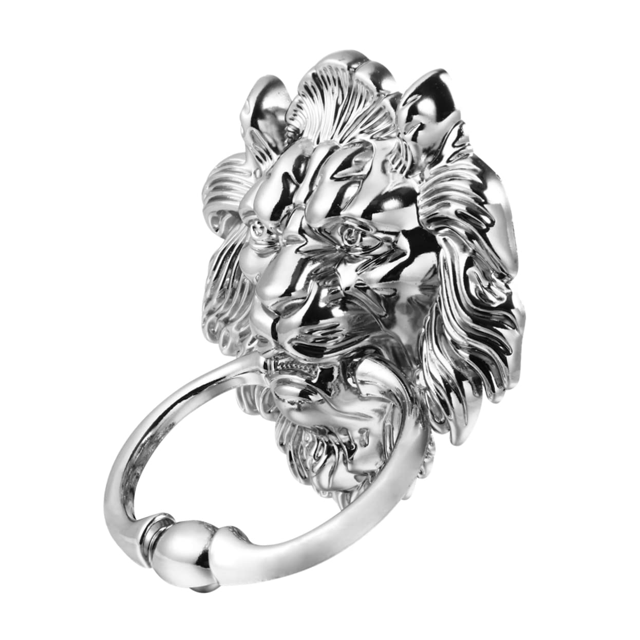 Antique Silver Tone Lion Head Door Knocker Elegant Door Pull Ring for Front Door Vintage Cabinet Handle Unique Decorative Door Knobs