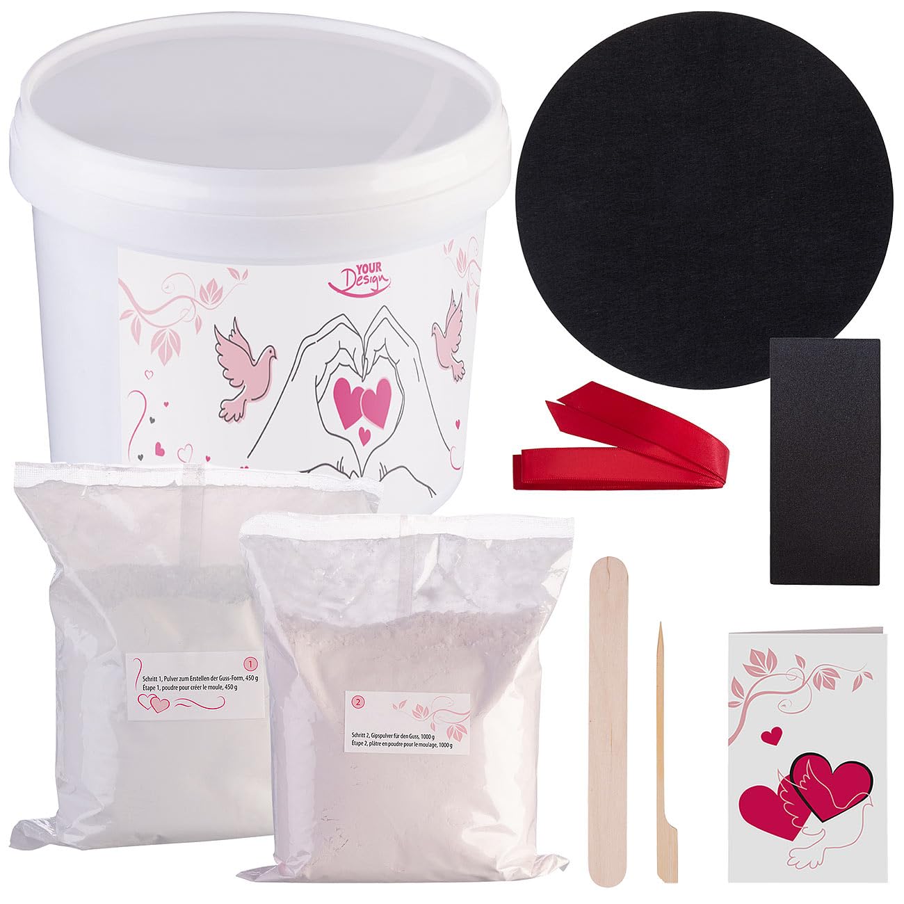 Your Design Abdruckset: 4er-Set 3D-Handabdruck-Sets für Paare, detailreicher Gipsabdruck (Gipsabdruckset, Handguss)