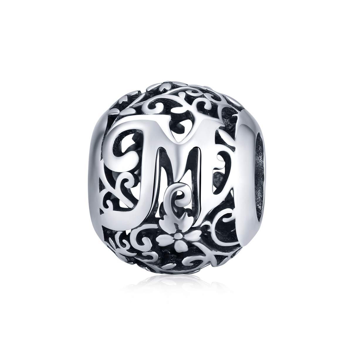 Perline in argento Sterling 925 con lettera B di Mori per braccialetto e braccialetto da donna fai da te e Argento, colore: Scc1444-b, cod. SCC1709