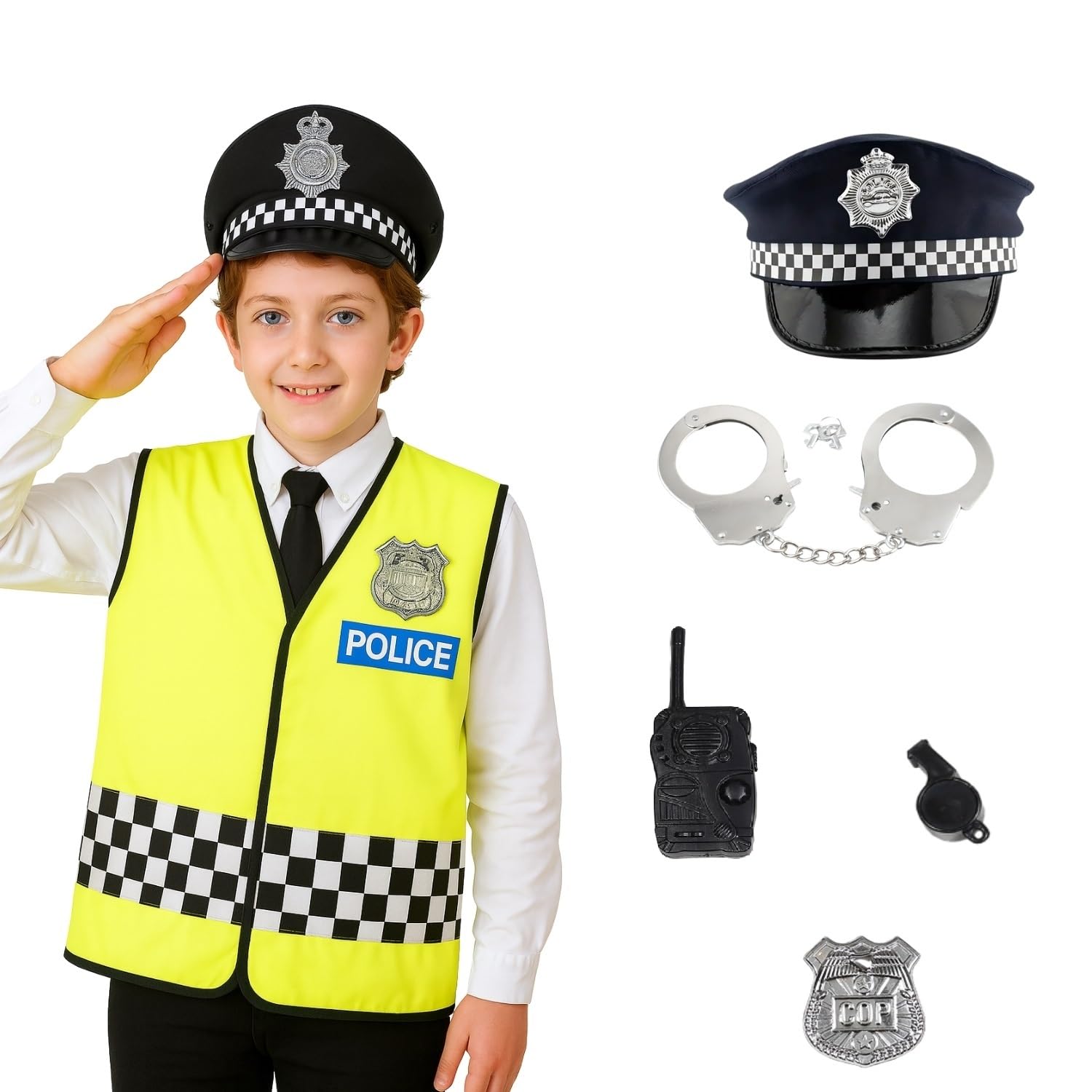 Matissa & DadChildren's Police Officer Role Play Costume and accessory Set Kids Boys Girls