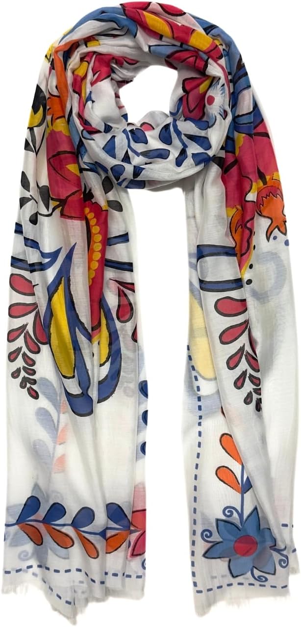 Humble Hilo Vector Art Fashion Scarf or Shawl Vibrant Colorful Patterned Lightweight Neckwear or Wrap for Women