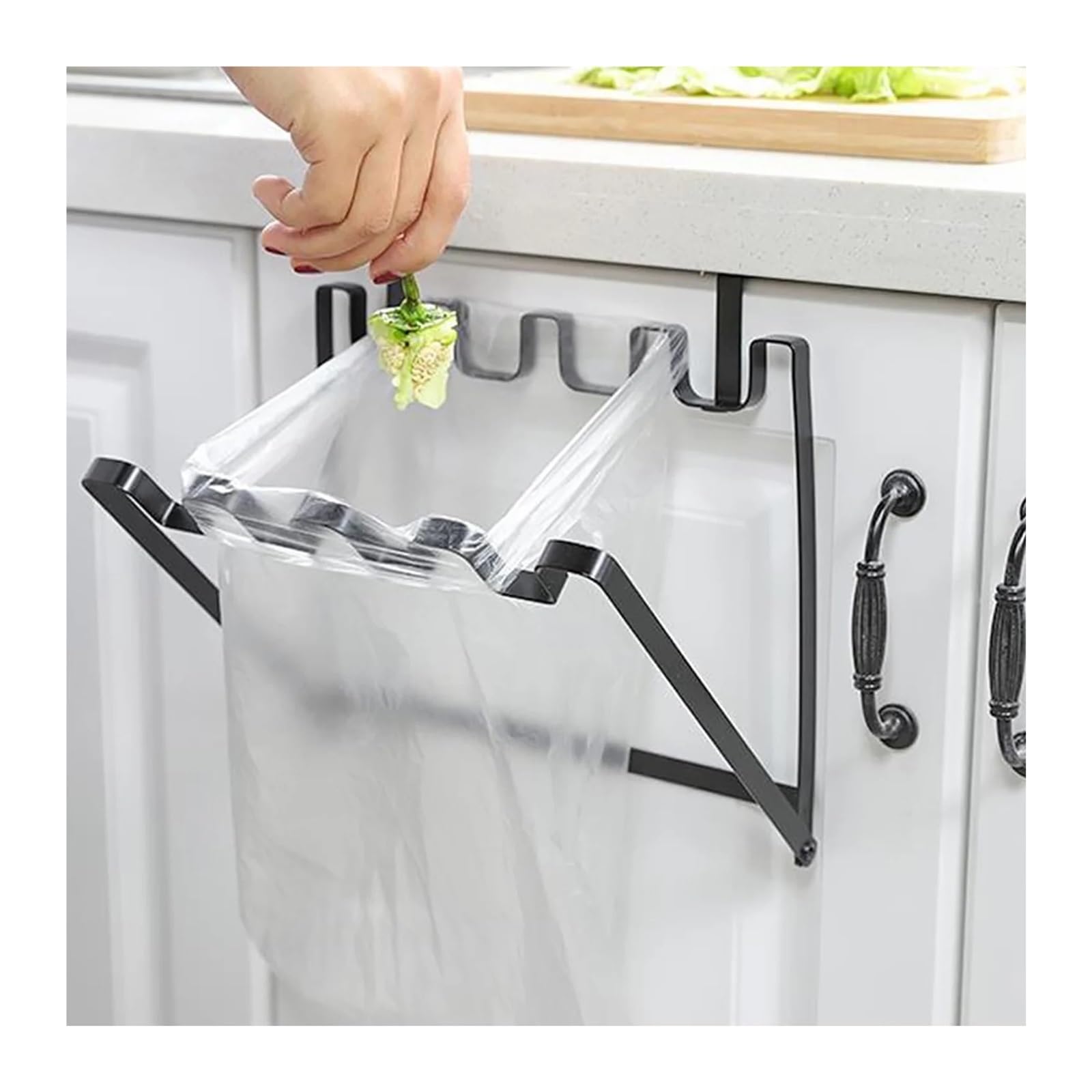 Irfhdcx Black Kitchen Trash Rack Cabinet Door Garbage Bags Holder For Kitchen