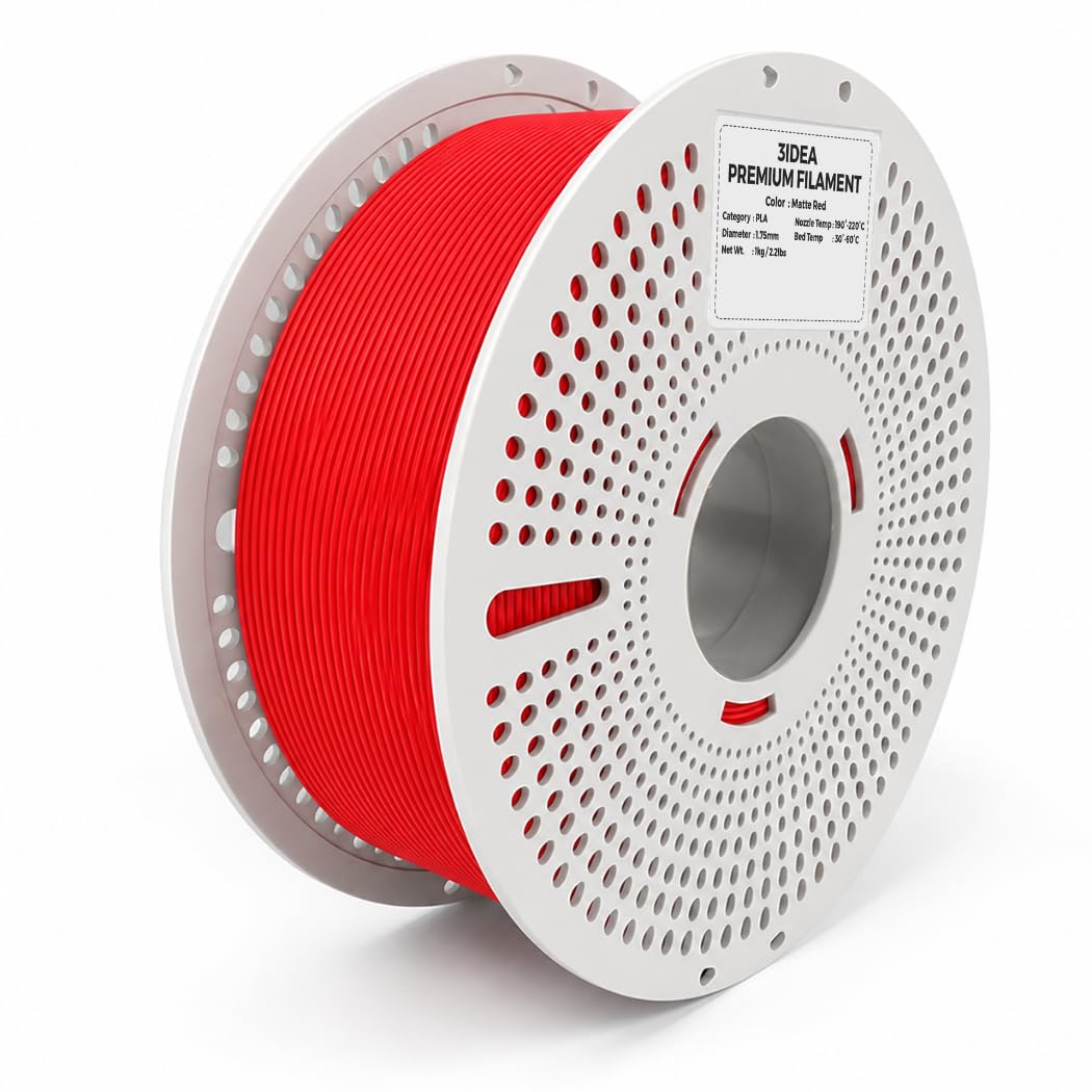 3IDEA PLA Matte 3D Printer Filament 1.75mm, Red, 1KG with Reusable Spool, Dimensional Accuracy ±0.02mm, Premium Matte Finish, Smooth & Consistent Printing-image-43
