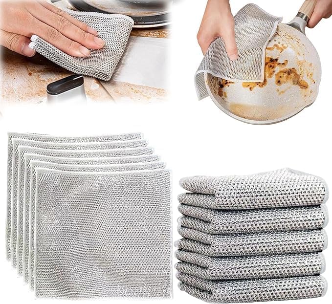AKADO Multipurpose Wire Dishwashing Rags for Wet and Dry, Stainless Steel Scrubber, Non-Scratch Wire Dishcloth for Washing Dishes, Sinks, Counters, Easy Rinsing, Machine Washable (Pack of 5) (B0CVTYCPTN) Amazon Price History, Amazon Price Tracker
