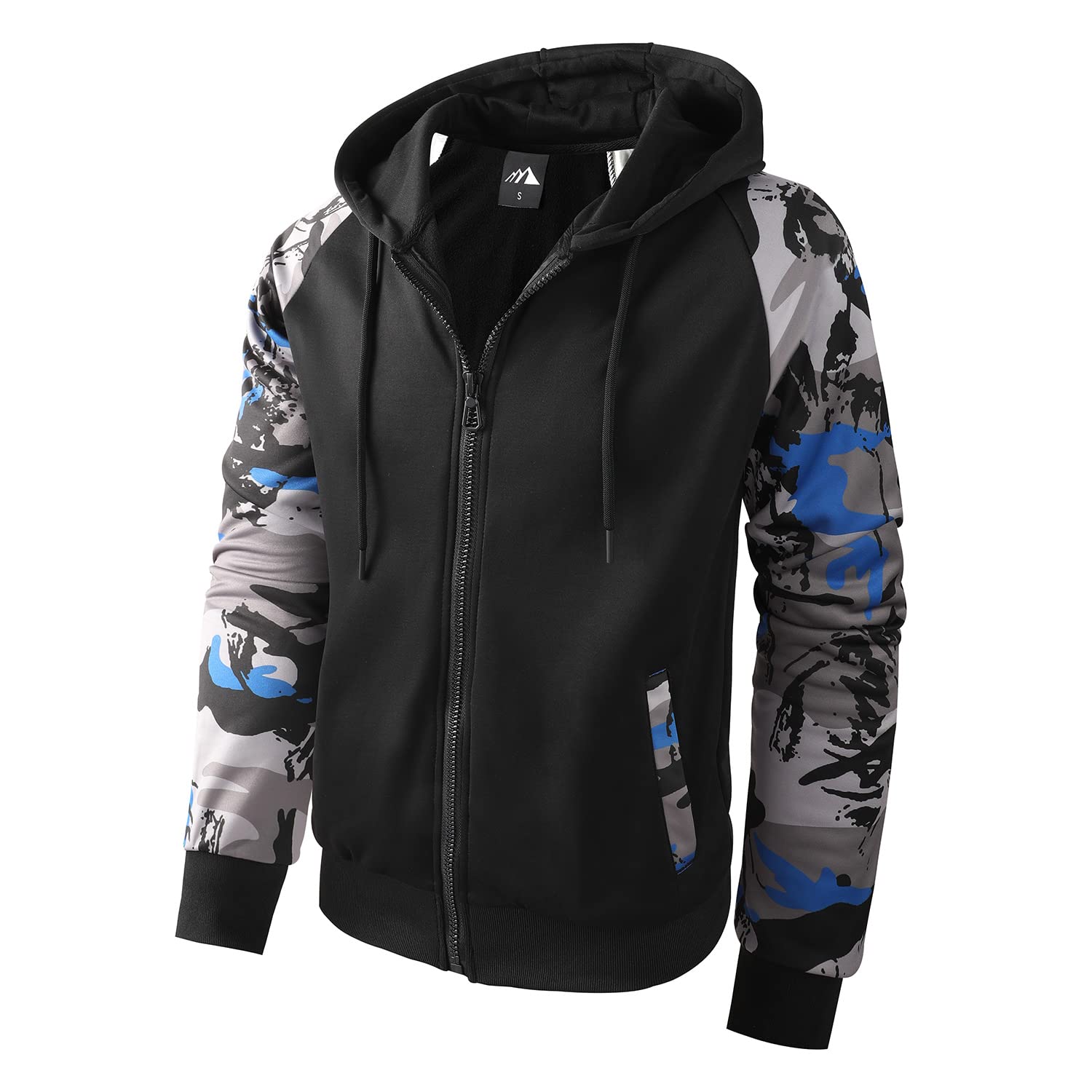 COOKFIPMen's Zip Up Color Block Hoodie Fleece Gym Workout zippered Sweatshirt Fashion Long Sleeve Hooded WIth Pocket