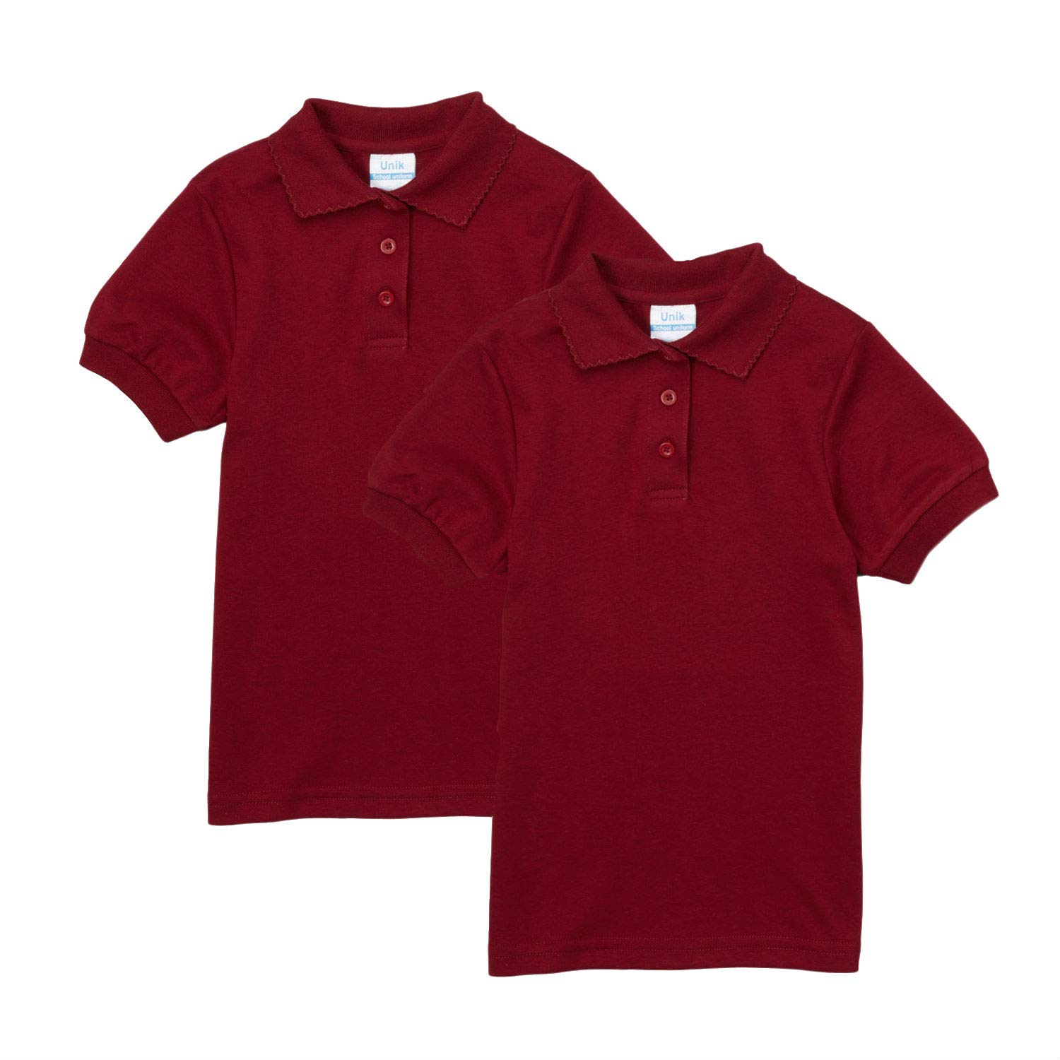 unik Girl's Uniform Polo Shirt Short Sleeve White Navy Sky Blue Red Green Pink