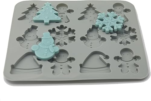 Miniatura 2 de X-Haibei Árbol de Navidad copo de nieve hombre de jengibre muñeco de nieve sombrero de regalo, molde de barra de jabón CP caramelo de chocolate