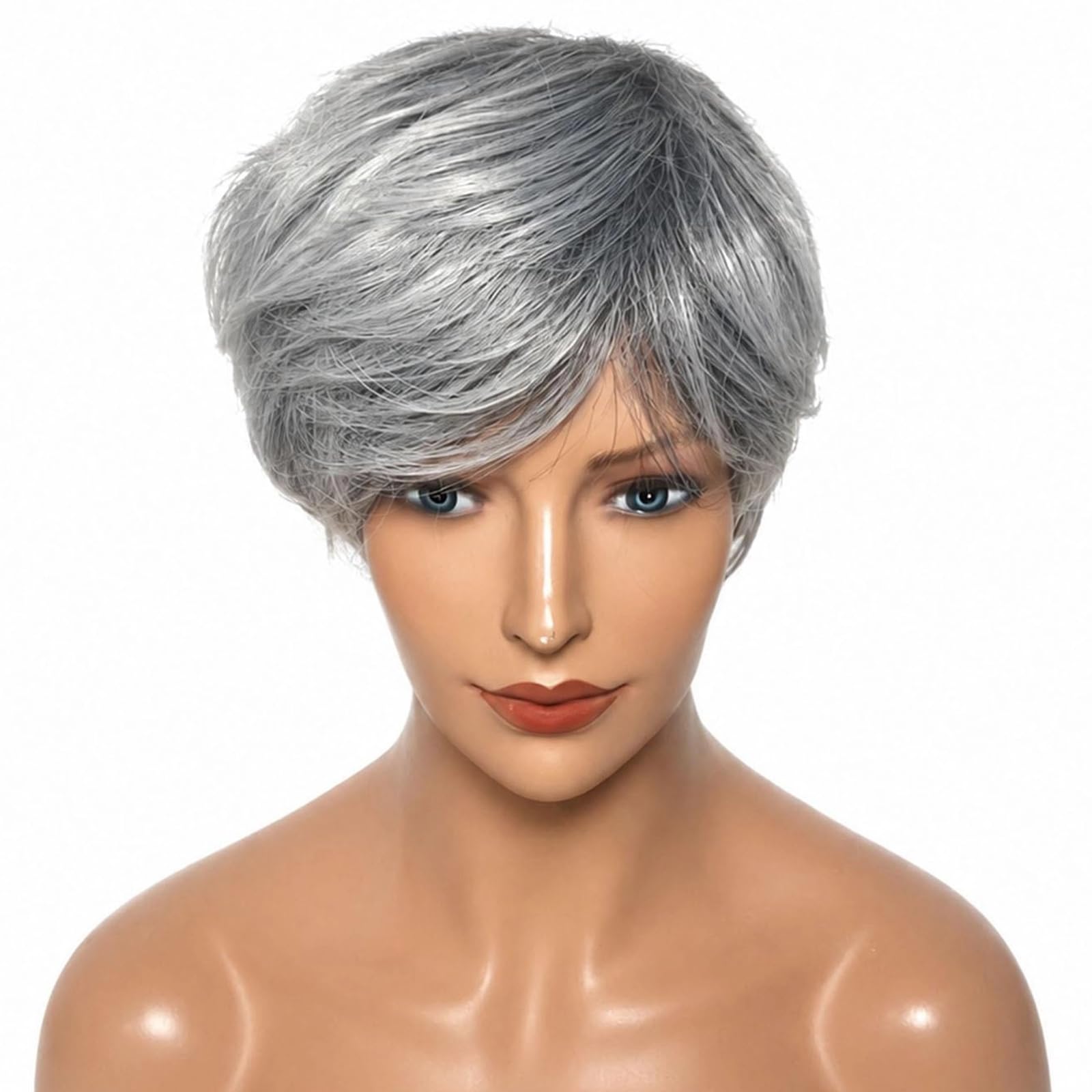 Parrucche Grigie Corte, Lisce E Scalate Per Donna