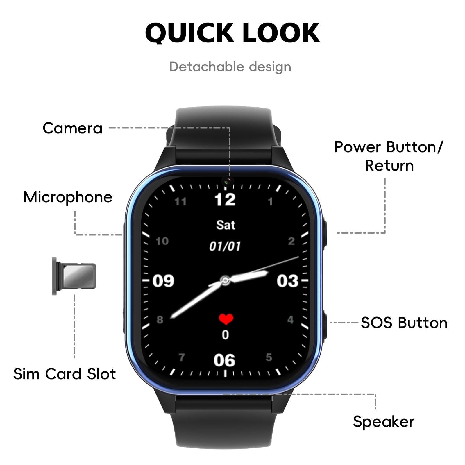 AXYWINBO Smartwatch 4G met videogesprek, gps/WIF/Bluetooth