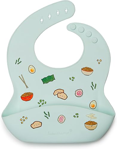 Miniatura 9 de Loulou Lollipop Babero de alimentación de silicona suave e impermeable para bebés y niños pequeños Space,Aguacate,Rubor