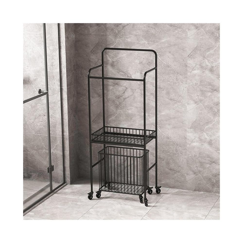 towel rail Bathroom Towel Rack Storage Floor-standing Metal Modern Toilet Shelf(Black)
