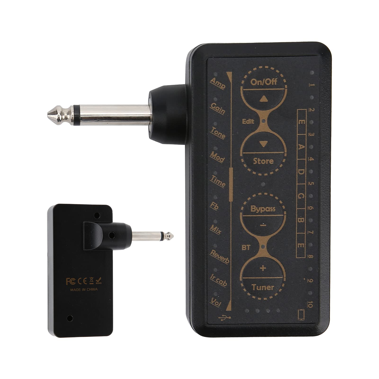 Amplificatore per cuffie per chitarra portatile ricaricabile con effetti incorporati Funzione scheda audio per prestazioni di pratica della chitarra Materiale ABS