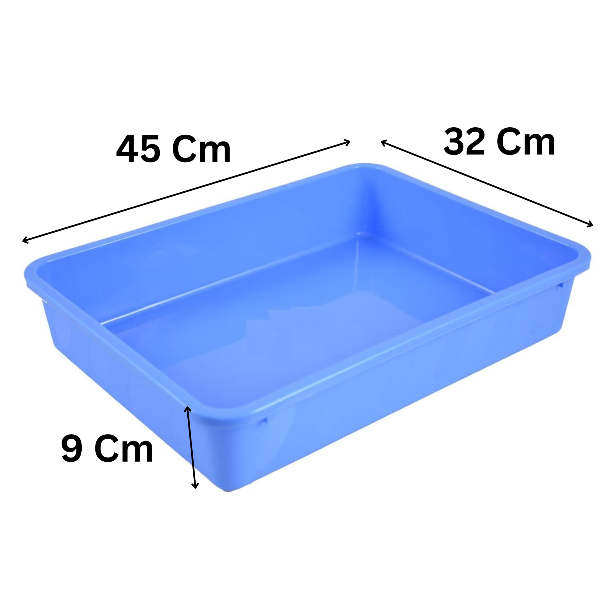 NETXE Unbreakable Multipurpose Plastic Rectangular Tray, Big/Large Size, Multipurpose Organizer, Water Tray, Plastic Tubs For Kitchen Utensils (45 * 32 * 9 CM, 2 Pack) 1