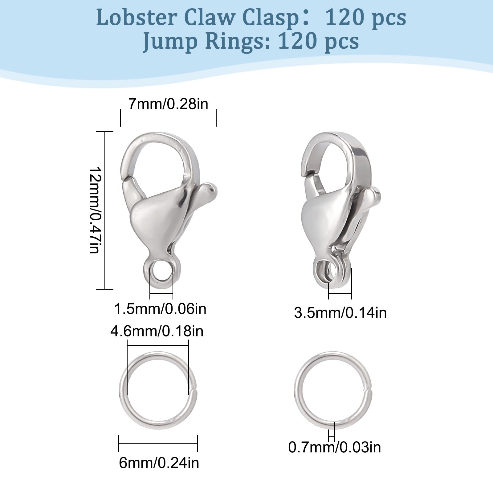 SUNNYCLUE 1 Box 240Pcs Lobster Clasps Lobster Clasp Bulk 304 Stainless Steel Claw Necklace Bracelet Fasteners Hook for Jewellery Making Accessories DIY Craft Supplies - Image 2