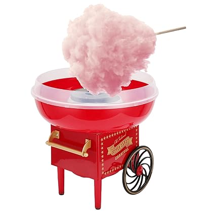 Cotton Candy Machine, Electric Vintage Cart Shape Red Candy Floss Maker for Birthdays for Christmas for Children's Day for Family Gatherings(Pink)