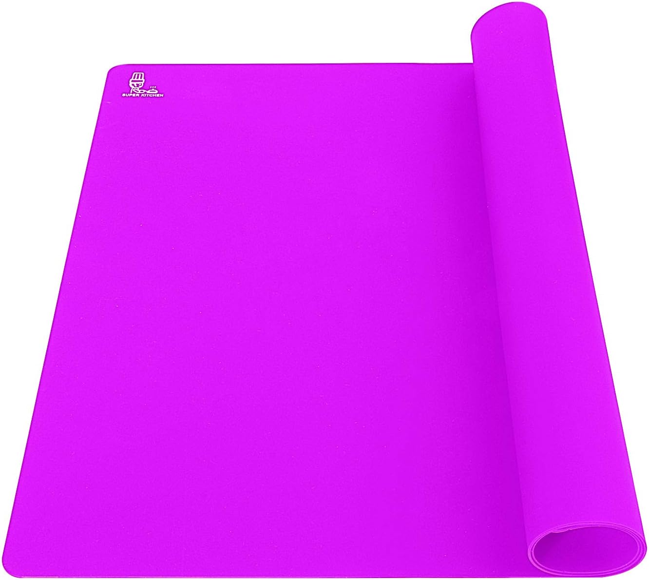 Non Stick Silicone Pastry Baking Mat, Extra Large Dough Rolling Kneading Mat, Kids Placemat, Heat Resistant Table Countertop Protector, Fondant Mat, Food Feeding Mat for Dog Cat, 60×40 cm (Purple)