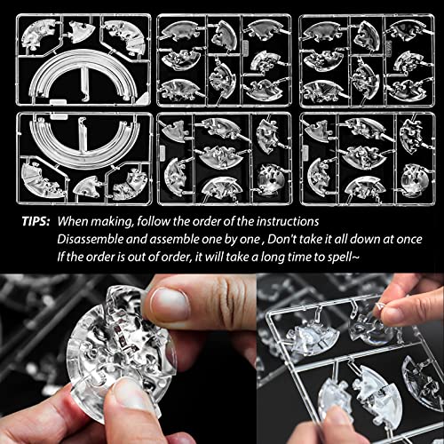 3D Crystal Puzzle, 40Pcs Saturn Assembly Brain Teaser With Light-Up Wood Base, Plastic Saturn Diy Puzzle Blocks 3D Model Toy For Kid 14+ (White) #TOP5