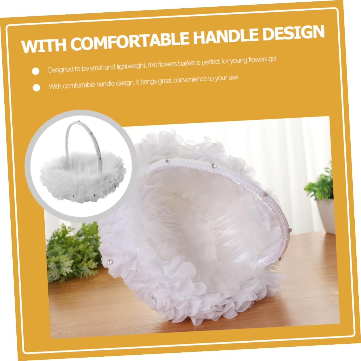 Flower Girl Basket Lace Floral Wedding Basket White Decorative for Wedding Ceremony Party Supplies