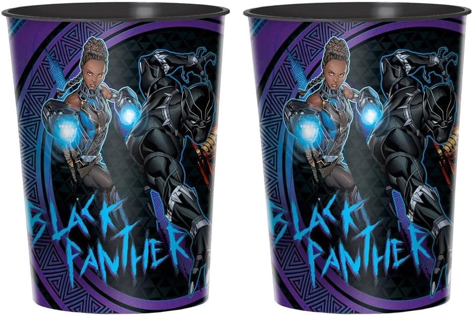 amscan Black Panther Wakanda Forever - Vaso de plástico de 16 onzas, 1 taza desechable para niños, recuerdo de fiesta perfecto para fiestas de