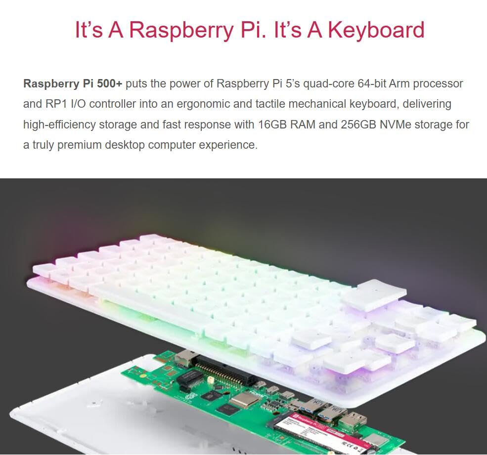 Amazon.co.jp: Raspbery Pi 500+、メカニカルキーボードに内蔵された