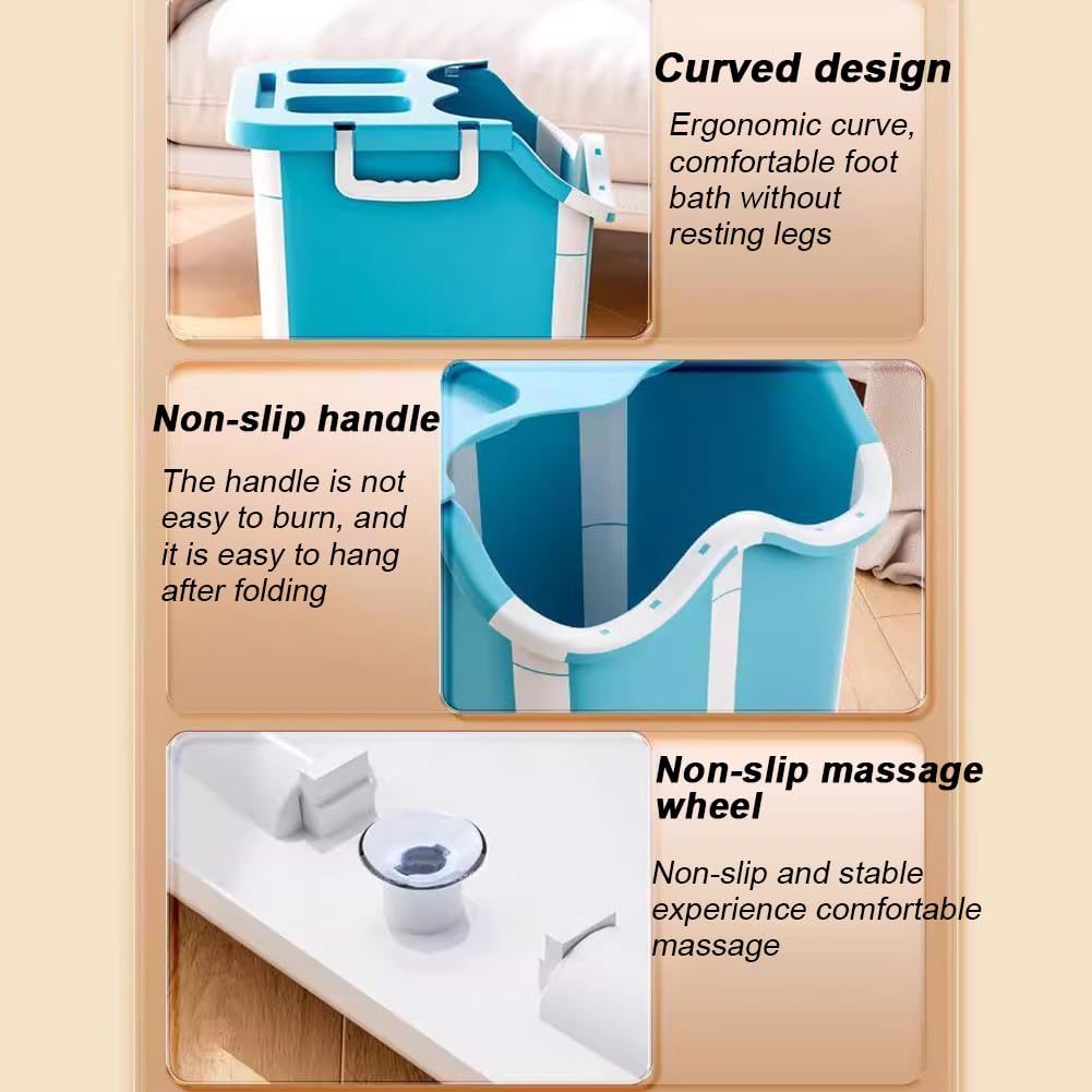 Secchio Immerso Per Bagno Di Grande Capacità, Secchio Pieghevole Pdice Portatile, Bagno Con Manico E Sfere Di Massaggio, Ciotola Spa Grande Per Il Piede, Bagno Di Plastica