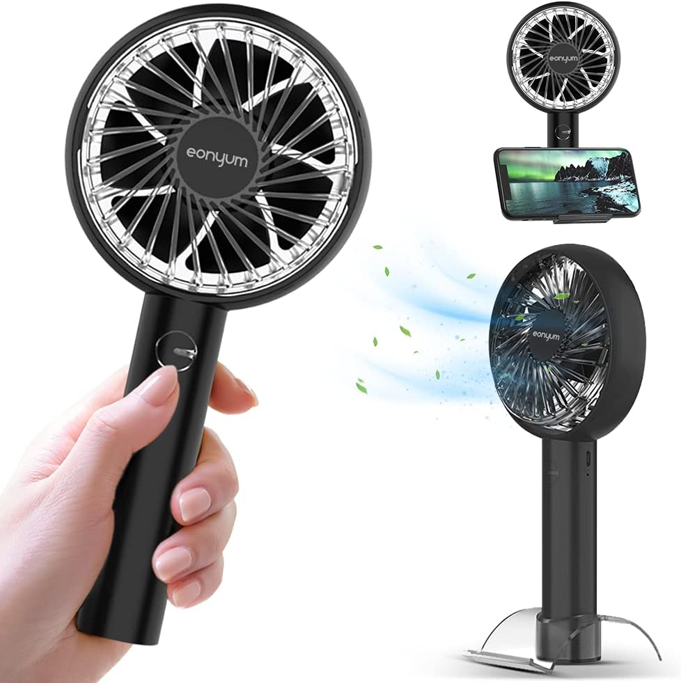 Mini ventilador portátil de mano, USB recargable de 2000 mAh, dirección de viento ajustable, ventilador eléctrico de refrigeración de, viajes, oficina, deportes al aire libre, escuela negro