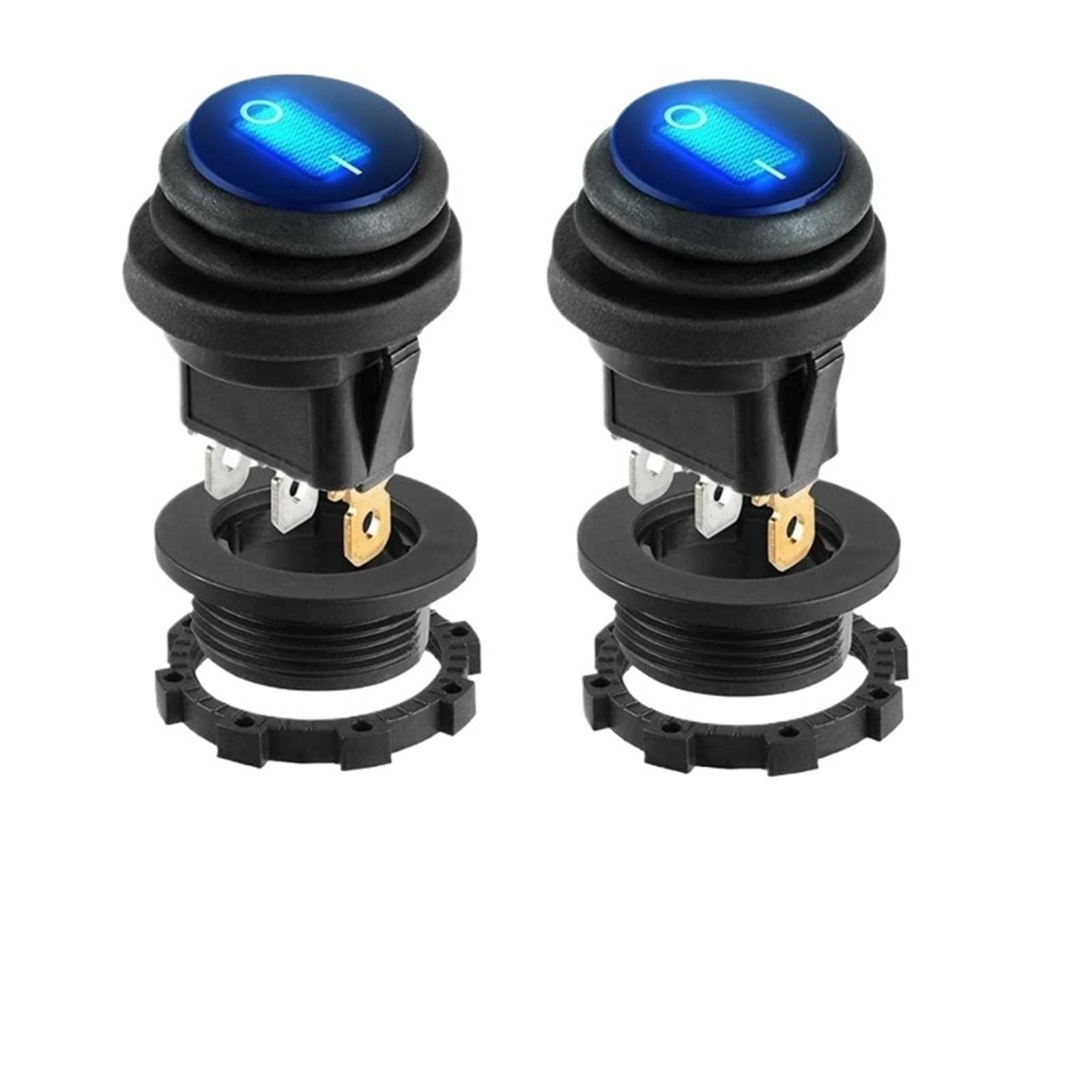 Interruptor 12V 20A redondo ON OFF con LED azul para salpicadero de coche y camión 2