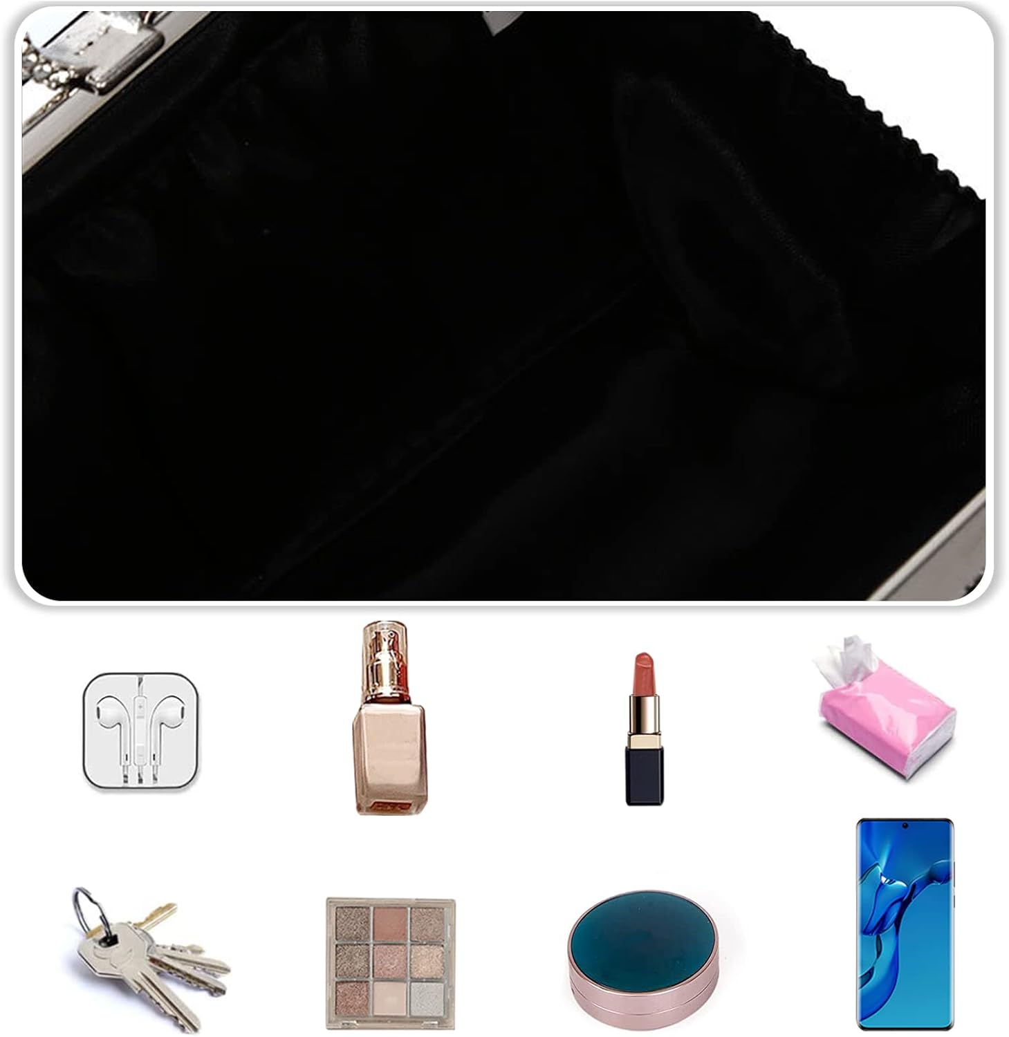 Women Velvet Evening Bag Sparkly Rhinestone Clutch Bag Bridal Wedding Purse Charming Glittering Handbag - Image 5