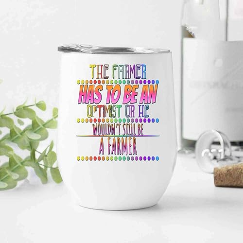 Miniatura 6 de friendly Gift for Nature Lovers - Empowering Farmers with Organic Farming Knowledge - for Ecolovers 12 Oz White Stainless Steel Wine Tumbler