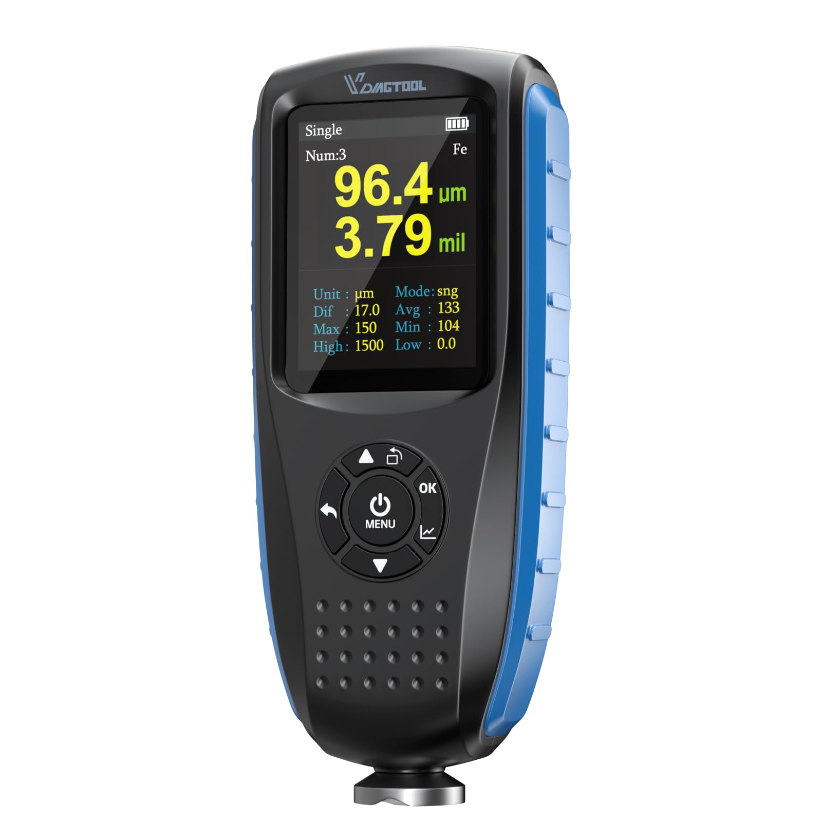 VDIAGTOOL VC300 Car Coating Thickness Gauge, High Resolution 0.01Mil, Digital Paint Thickness Tester with Fe/NFe Probe, Limit Alarm, Trend Analysis,1500 Group Data Storage, 360° Rotated Screen