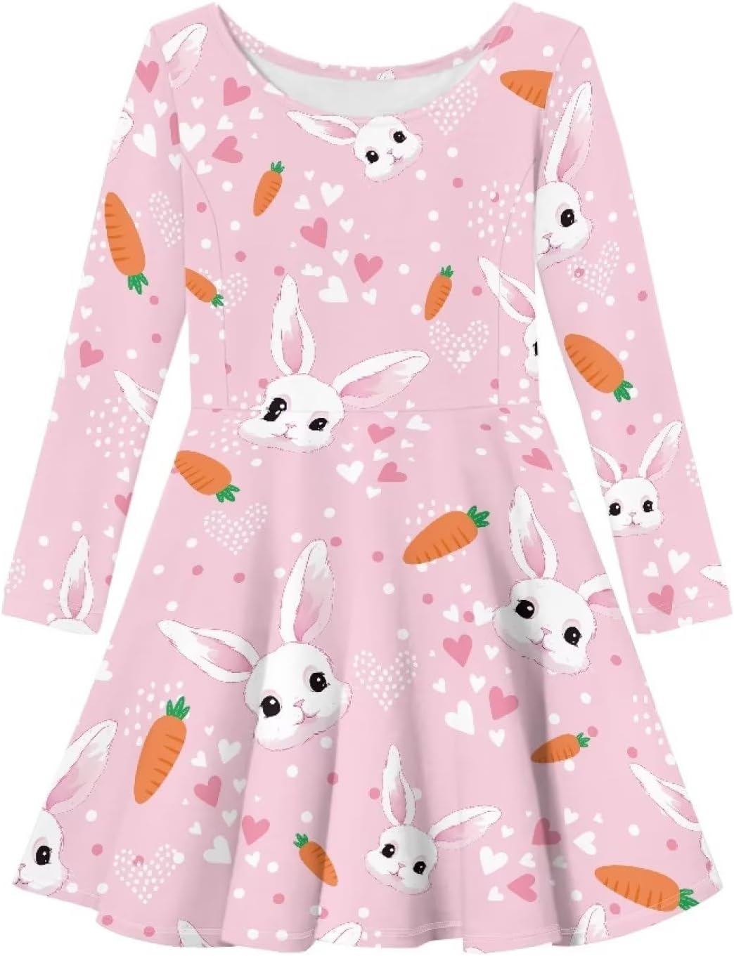 Showudesigns Girls Dresses 3-16 Years Long Sleeve Dress Twirly Stretch A-Line Dress