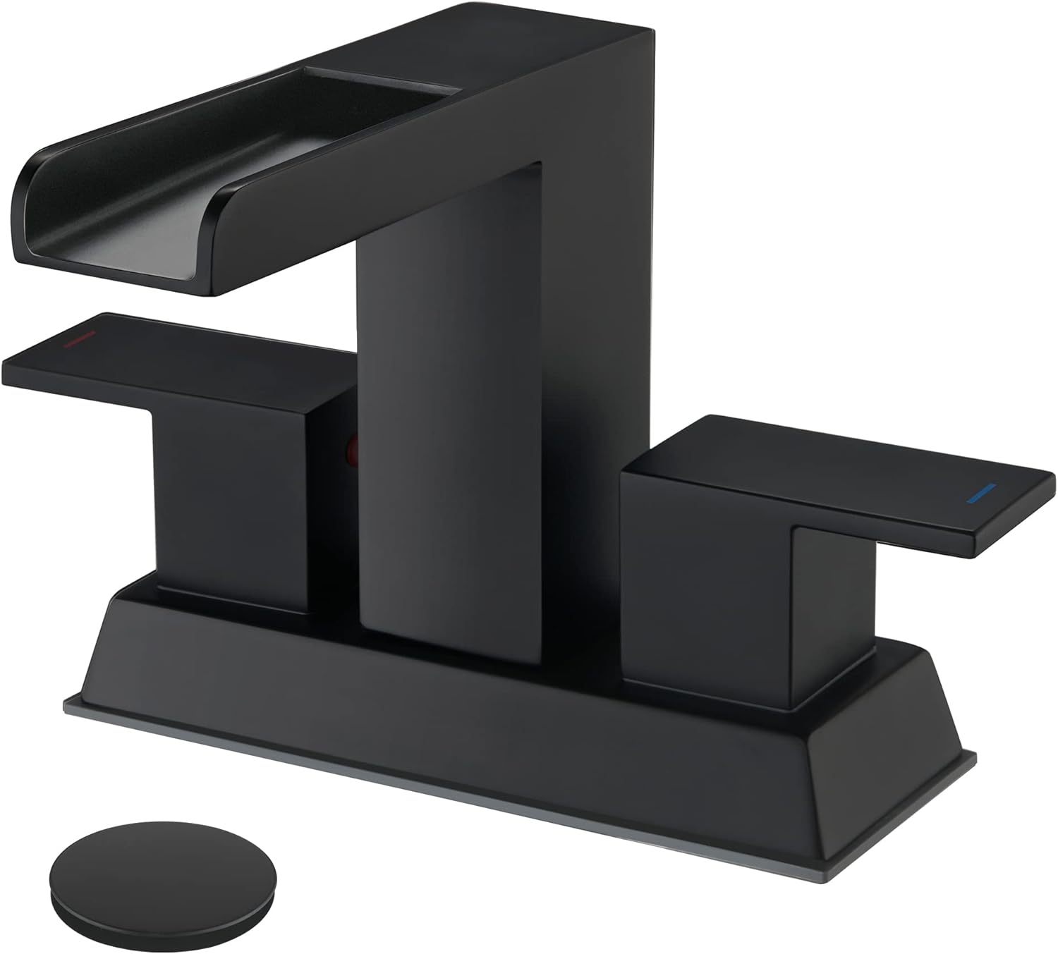 TONNY Black Bathroom Faucets, Waterfall Bathroom Sink Faucet, 4Inch Centerset Bathroom Faucet