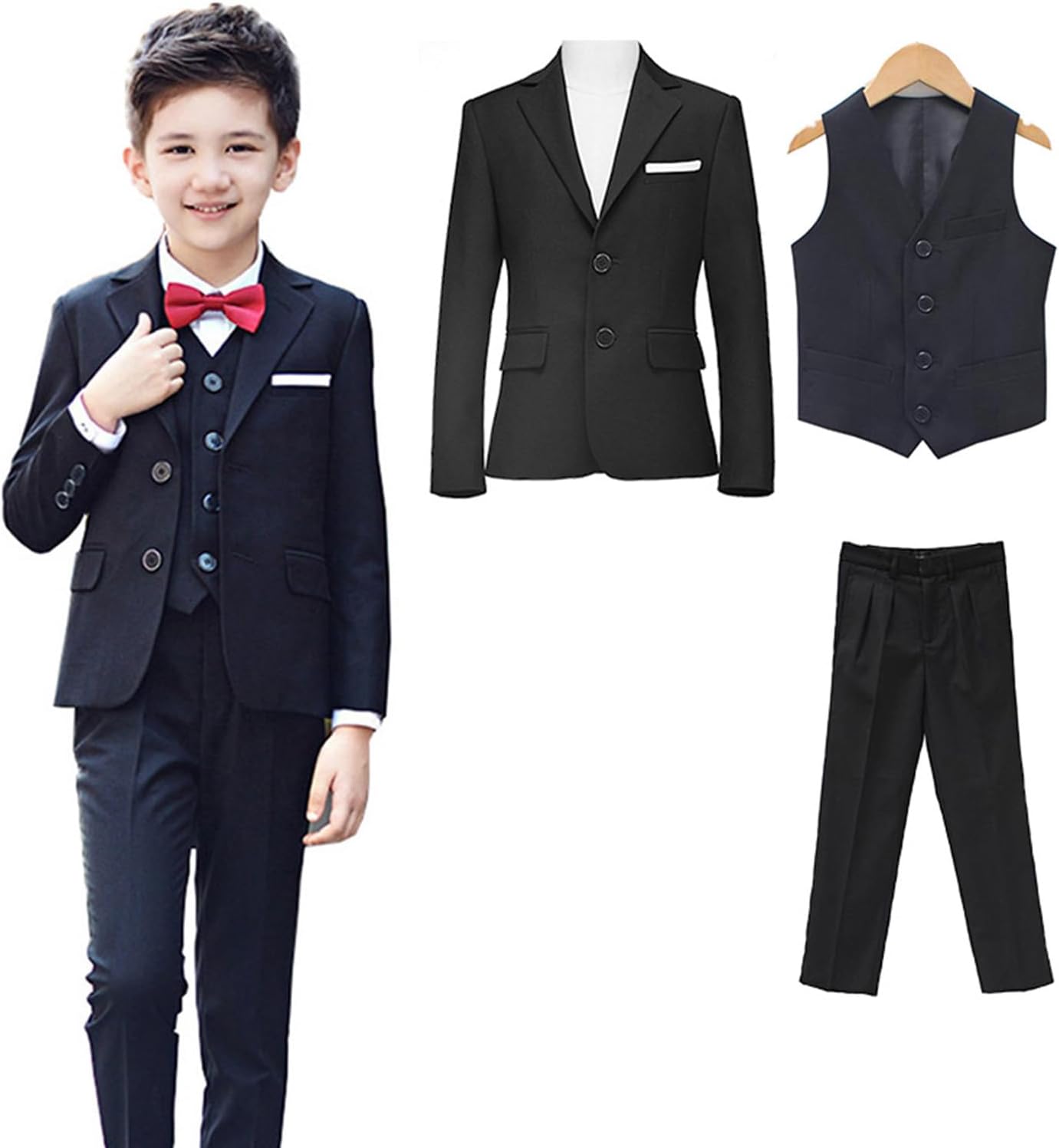 Boys' Three Pieces Set Suit for Formal Graduation Ceremony Uniform Teen Kids Tuxedos