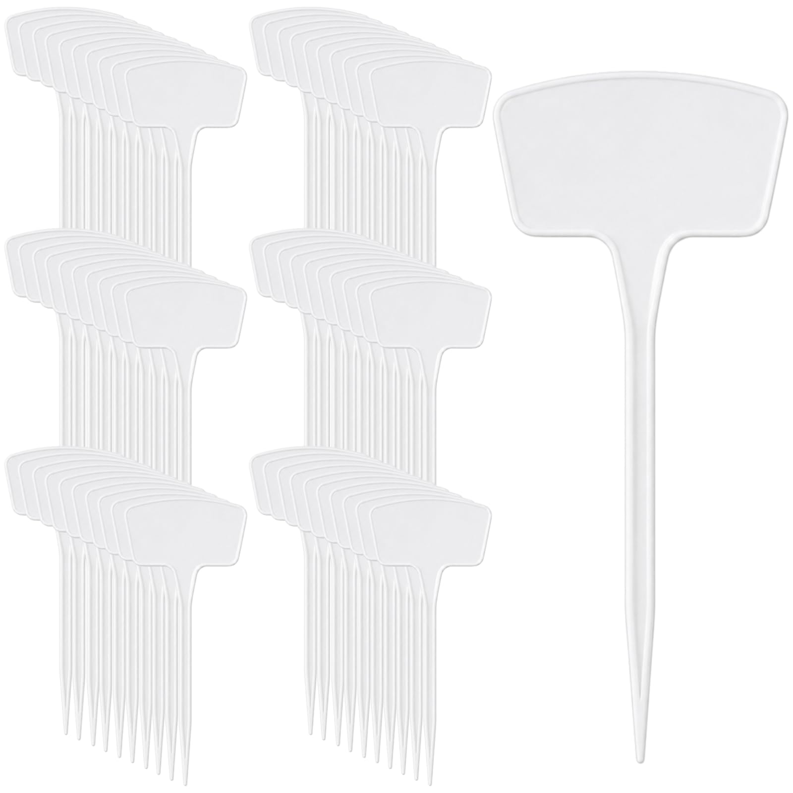 100 étiquettes de jardin pour plantes, format T, blanches, 27 cm, en plastique réutilisable, imperméables pour extérieur, avec stylo d’écriture, idéales pour identifier les plantes au jardin