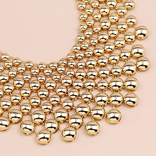 Meidijingbei Gold Statement Necklaces For Women Collar Necklace Glossy Metal Exaggerated Necklace For Women Glamour Necklace Collar Jewelry (Gold) #TOP3