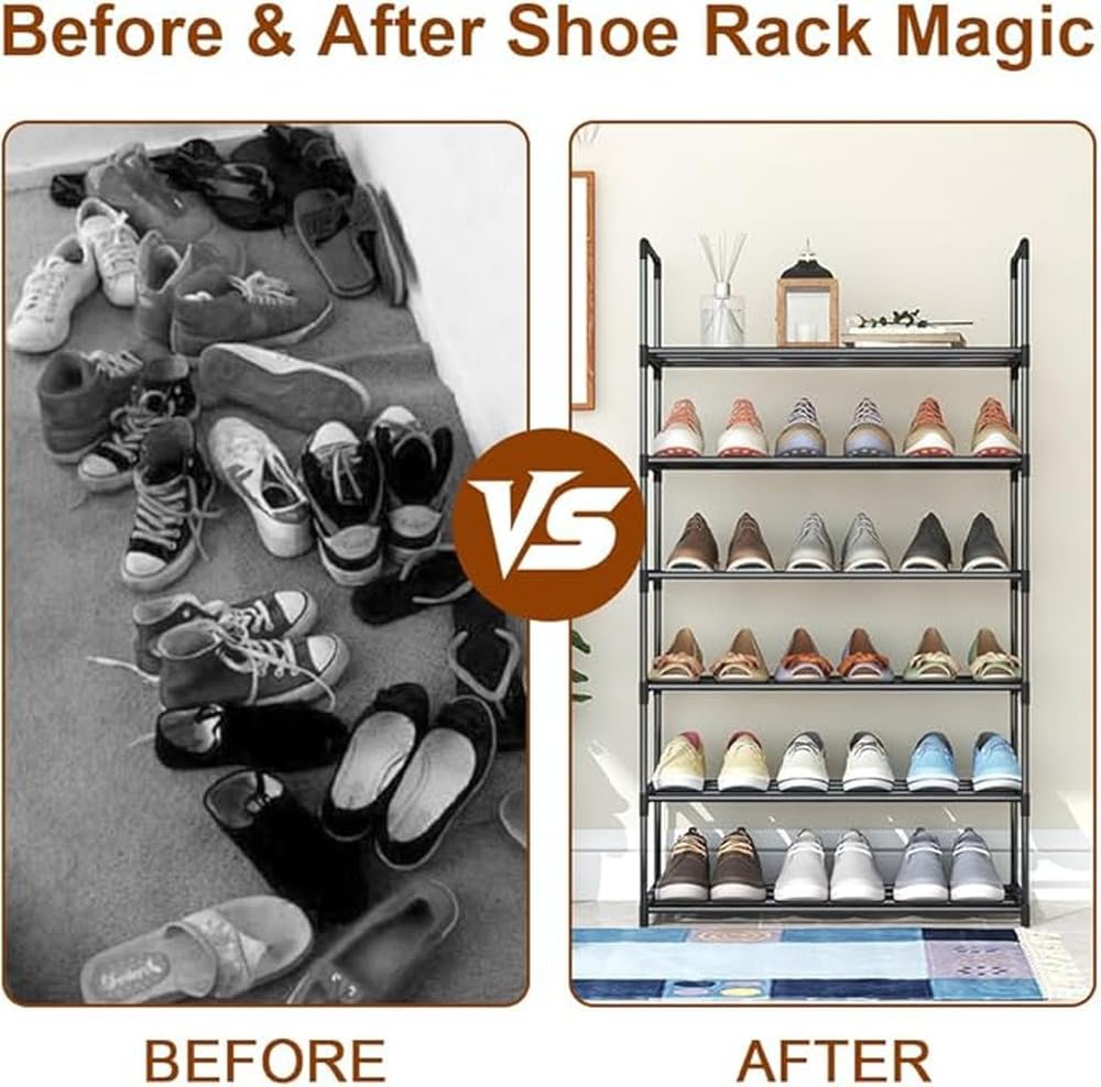 Étagère à Chaussures métallique à 6 Niveaux, Robuste et Verticale