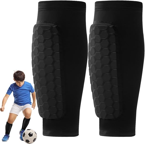 1 Paire de Protège-Tibia avec Coussinets en Nid d'abeille, Protège Tibias de Football Shin Guards Manchon, Protège Élite, Chaussette Protège Tibias Enfant, Protèges Tibias Foot, pour Cyclisme - 1