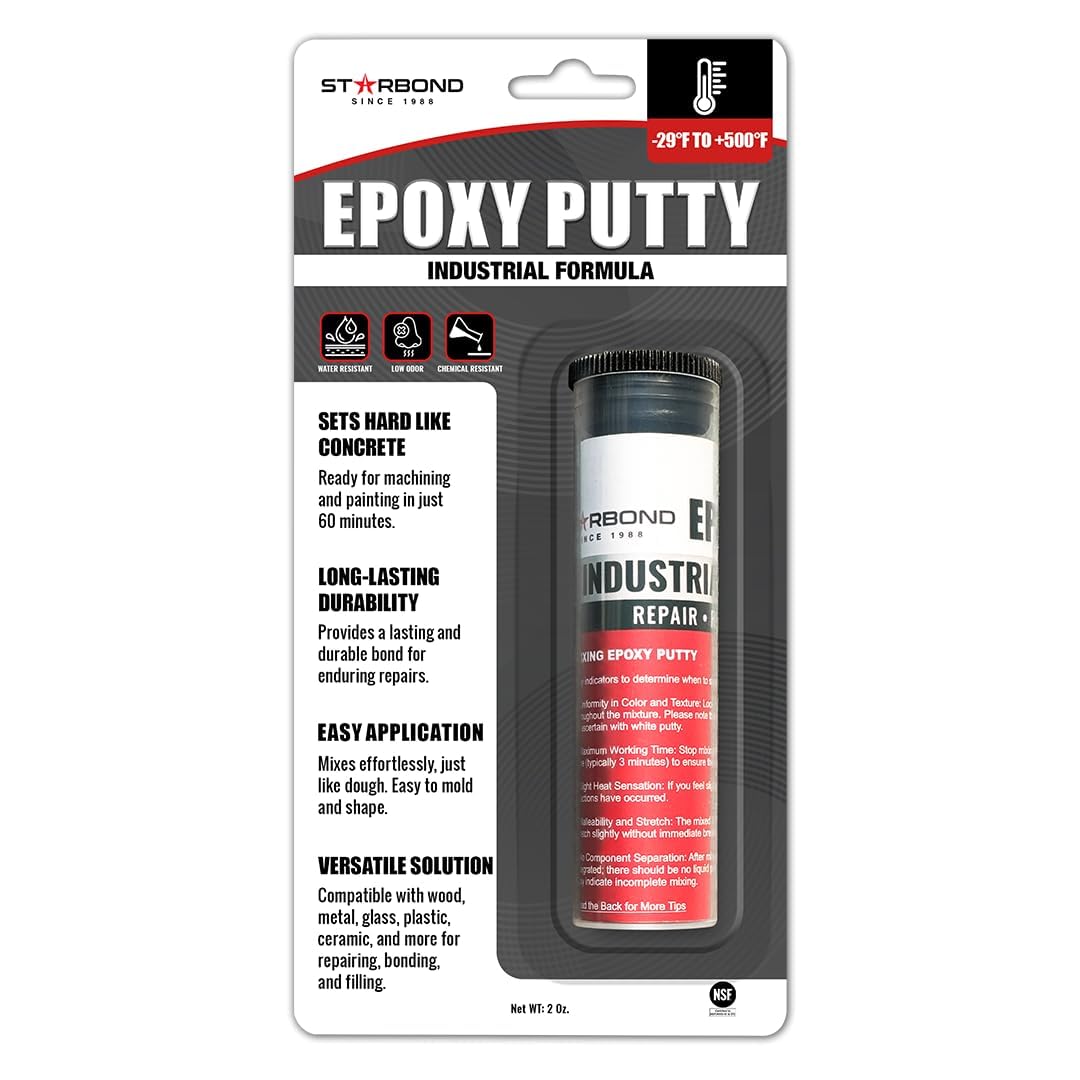 STARBOND Epoxy Putty Stick Bundle High-Temperature Resistance (White), General Purpose (Black), Best for Woodworking, Home, Plumbing, and Industrial Repairs, 2 oz