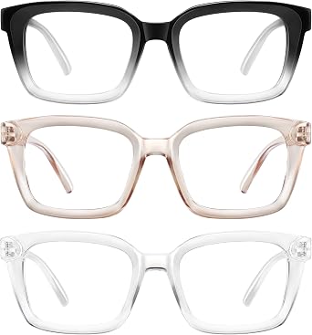 XVXV Reading Glasses for Women Men - Blue Light Blocking Readers Oversize Square Anti Glare with Spring Hinge3Pack*Mix5,1.25X